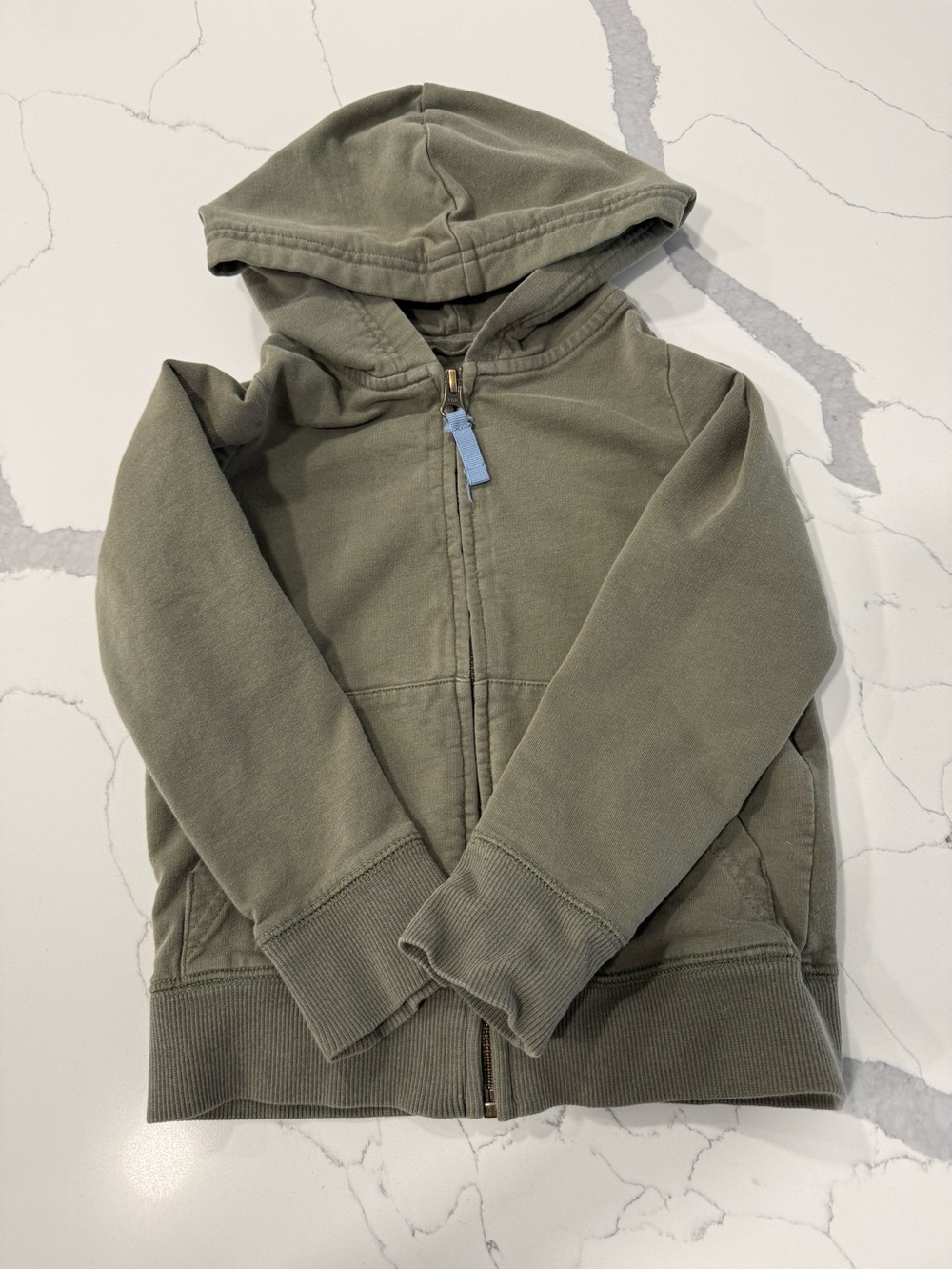 Primary Olive Green Zip-Up Hoodie for Kids